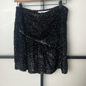 IRO Irita Leopard Burnout Black Skirt Size 38 (US 6)